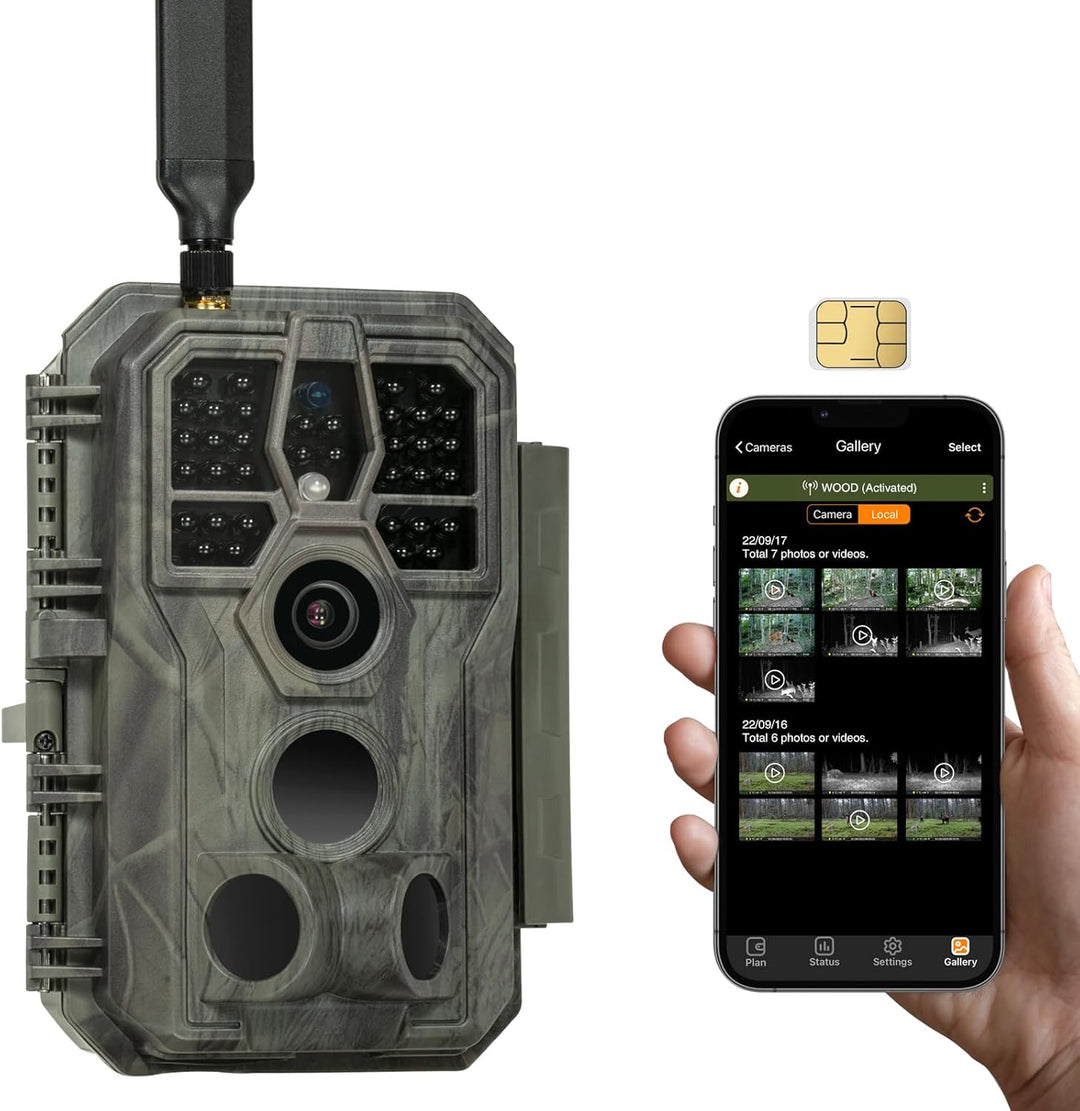 GardePro X50 4G LTE Wildkamera mit SIM-Karte und App, 32MP 1296P H.265 Video, No Glow Nachtsicht Bew