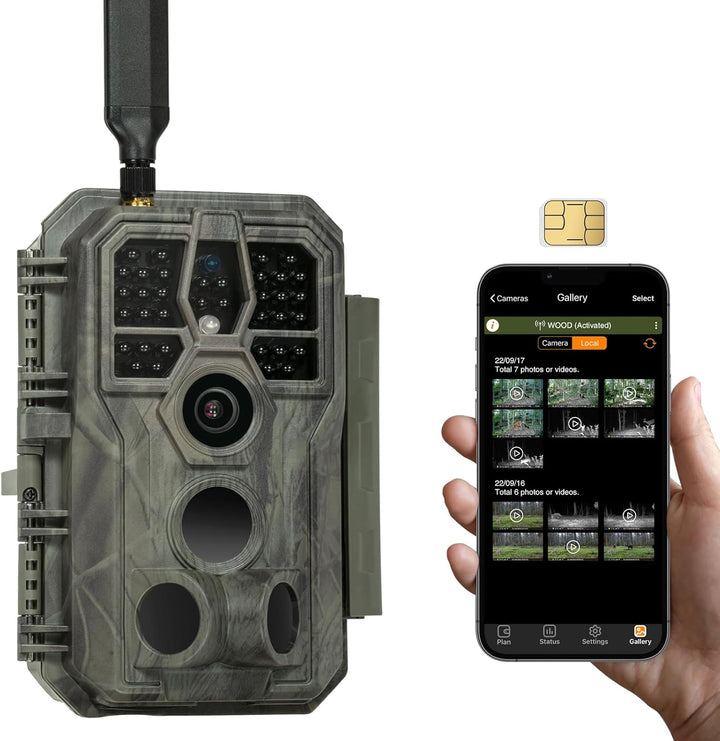 GardePro X50 4G LTE Wildkamera mit SIM-Karte und App, 32MP 1296P H.265 Video, No Glow Nachtsicht Bew