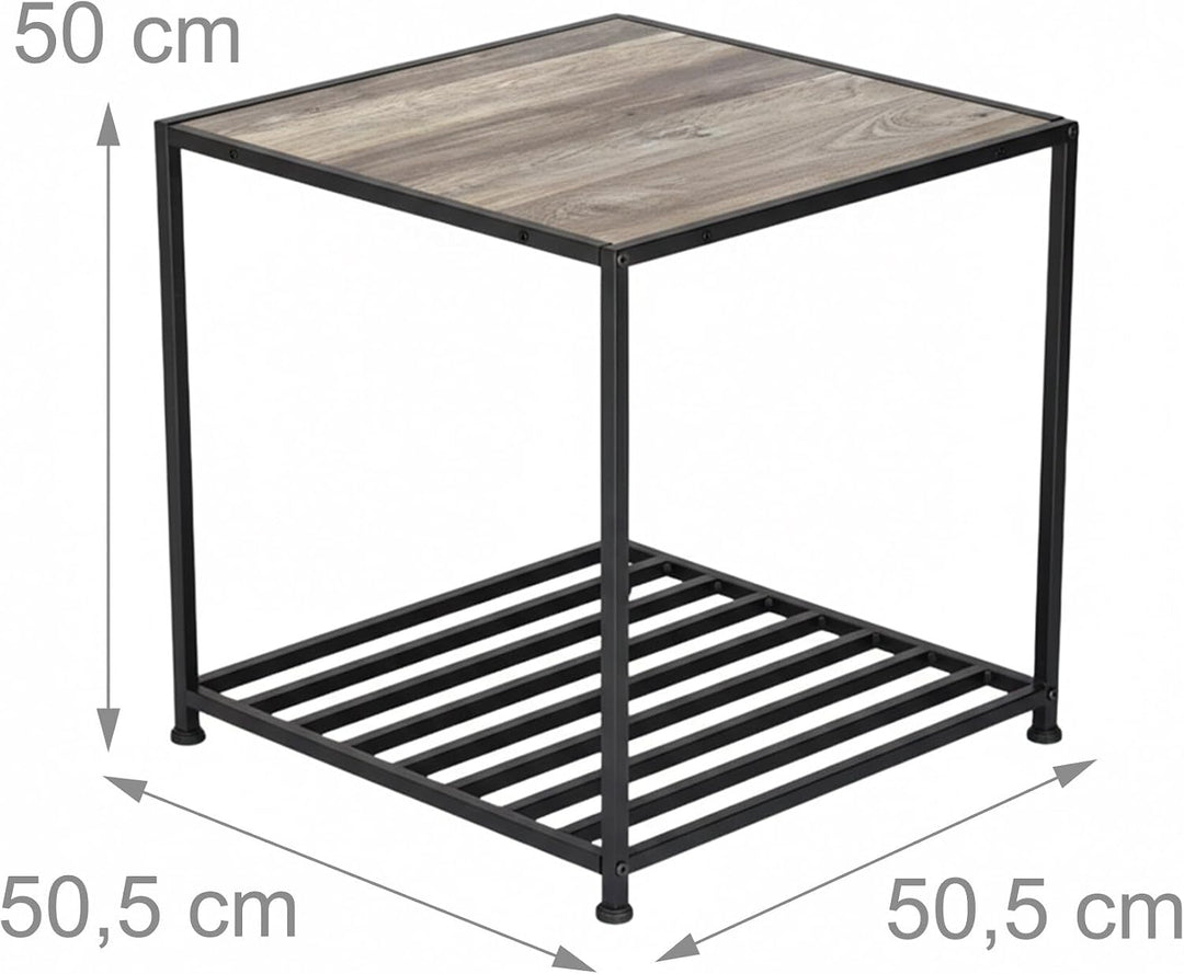 Relaxdays Beistelltisch, mit Ablage, HBT: 50x50,5x50,5 cm, Industrial, Abstelltisch Wohn- &amp; Schlafzi