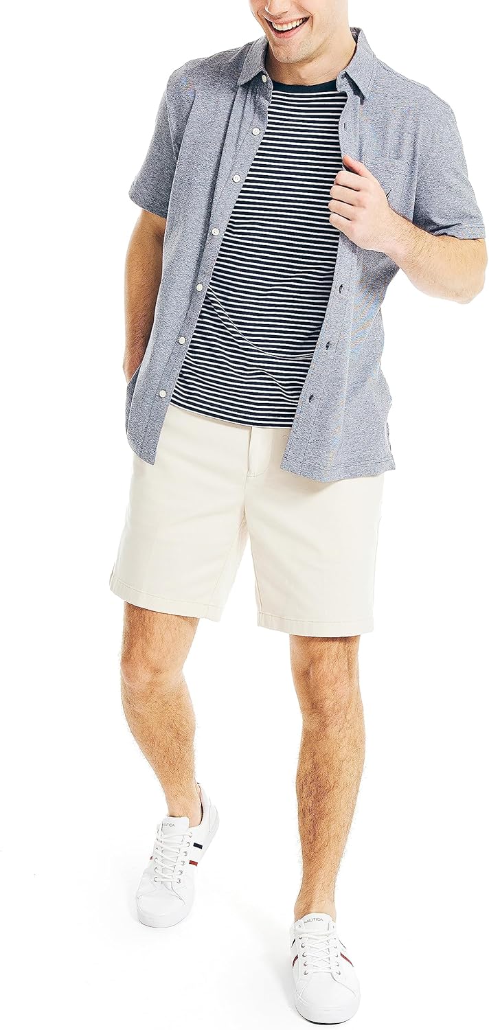 Nautica Herren Classic Fit Flat Front Stretch Chino Deck Lssige Shorts 30 Nautica Stone, 30 Nautica