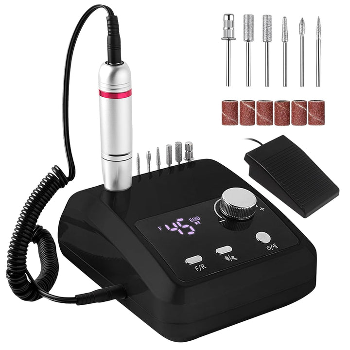 CozyZen Elektrische Nagelfräser Professional: 45000 U/min Nagelpflege-Kit mit LCD-Display, Hand- & F