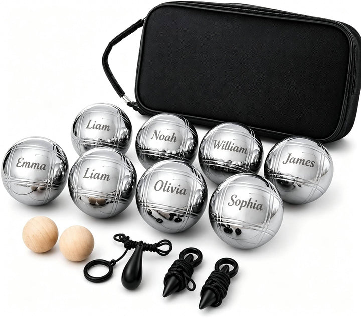 Boule Set mit Gravur/Ohne Gravur,Personalisierte Boule Set mit Tragetasche/Hartschalenkoffer, 6/8 Bo