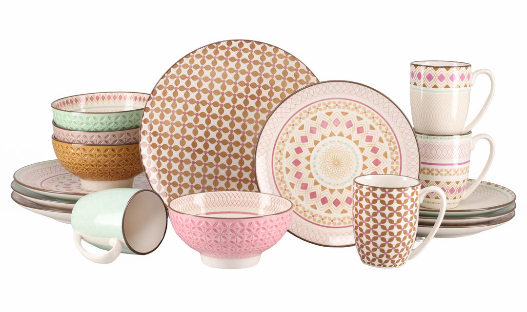 Creatable, 20310, Serie MANDALA, Geschirrset Kombiservice 16 teilig, Steinzeug Kombiservice 16 teili