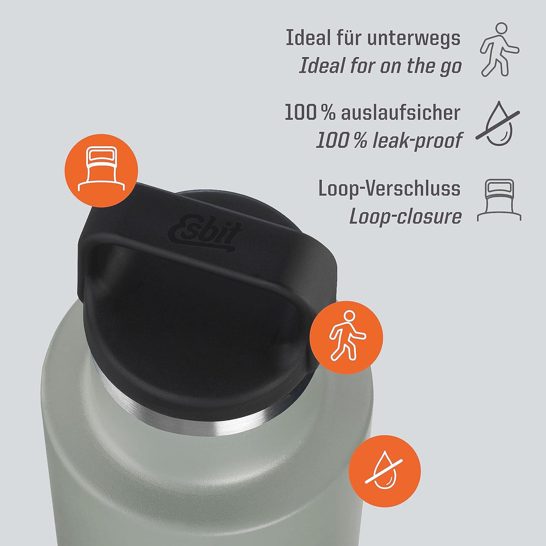 Esbit Isolierflasche Sculptor - Edelstahl Trinkflasche 750 ml in Grau - für warme und kalte Getränke