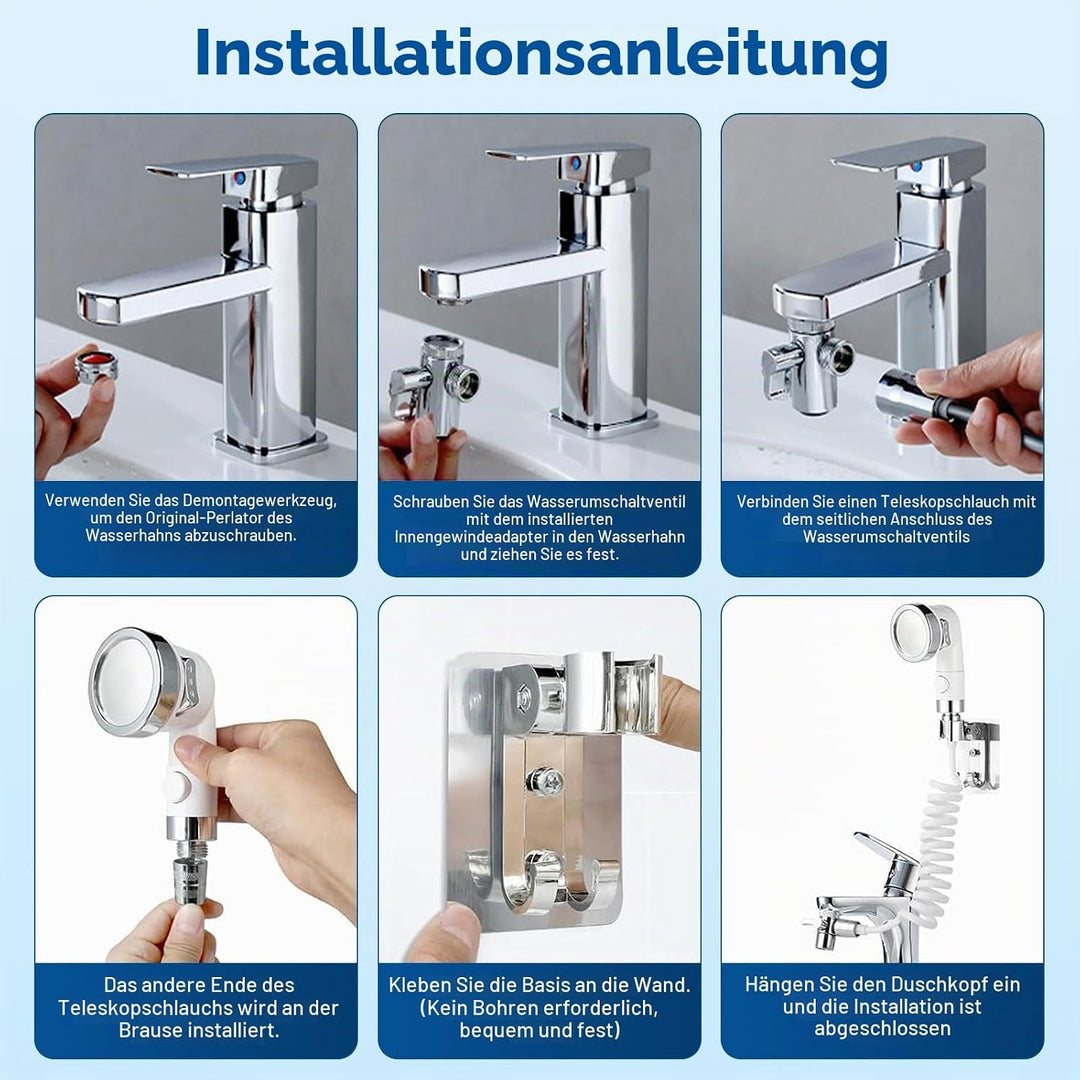 Handbrause für Waschbecken mit Schlauch 3M, Duschkopf mit Stoppfunktion Waschbeckenbrause mit Schlau