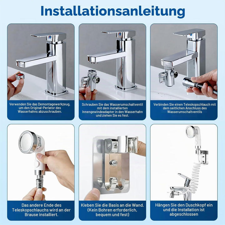 Handbrause für Waschbecken mit Schlauch 3M, Duschkopf mit Stoppfunktion Waschbeckenbrause mit Schlau