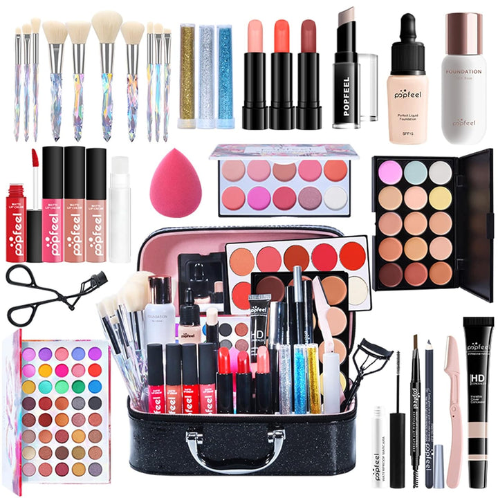 CHSEEO 34 Stück Mehrzweck Make-up-Set All-in-One Make-up-Geschenkset Kosmetik-Palette Starter Kit Li