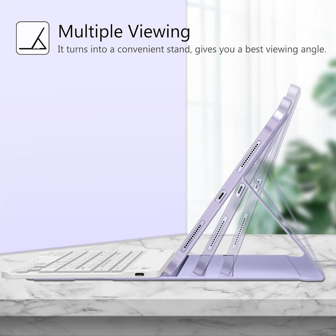 Fintie Tastatur Hülle für iPad Air 11 Zoll M2, iPad Air 6/5/4 (2024/2022/2020) 10,9 Zoll, TPU Rücksc