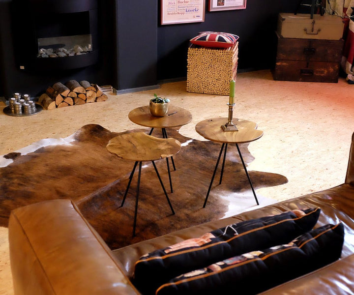 Brillibrum Design | Beistelltisch Teakholz rund | Handmade | couchtisch rund | Teakholz Metall Beist
