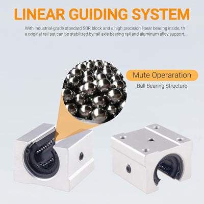 CNCYEAH 4 Stück Linearführung SBR16-600mm Linearlager-Gleitset mit 4 Linearführungswellen und 8 SBR1