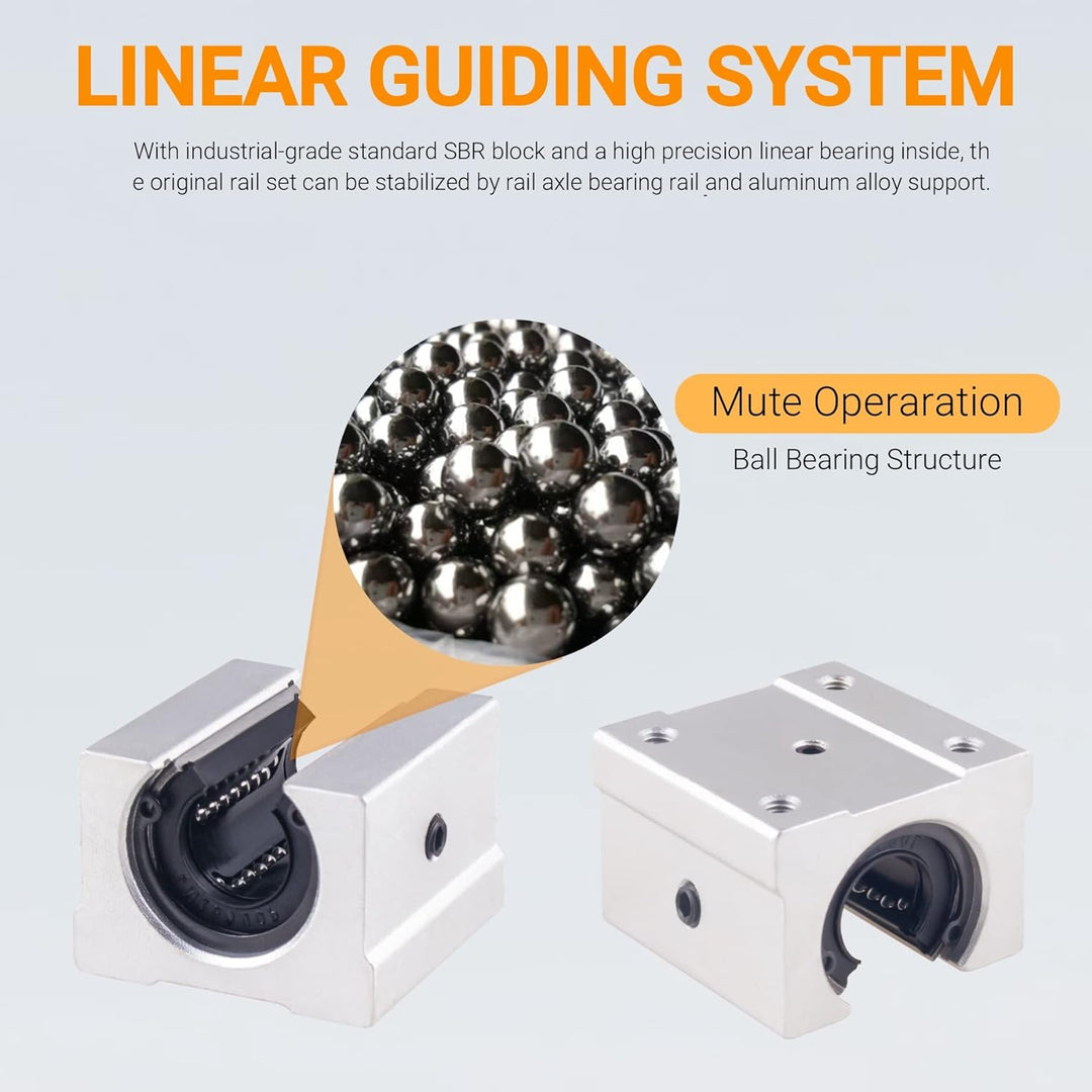 CNCYEAH 4 Stück Linearführung SBR16-1200mm Linearlager-Gleitset mit 4 Linearführungswellen und 8 SBR