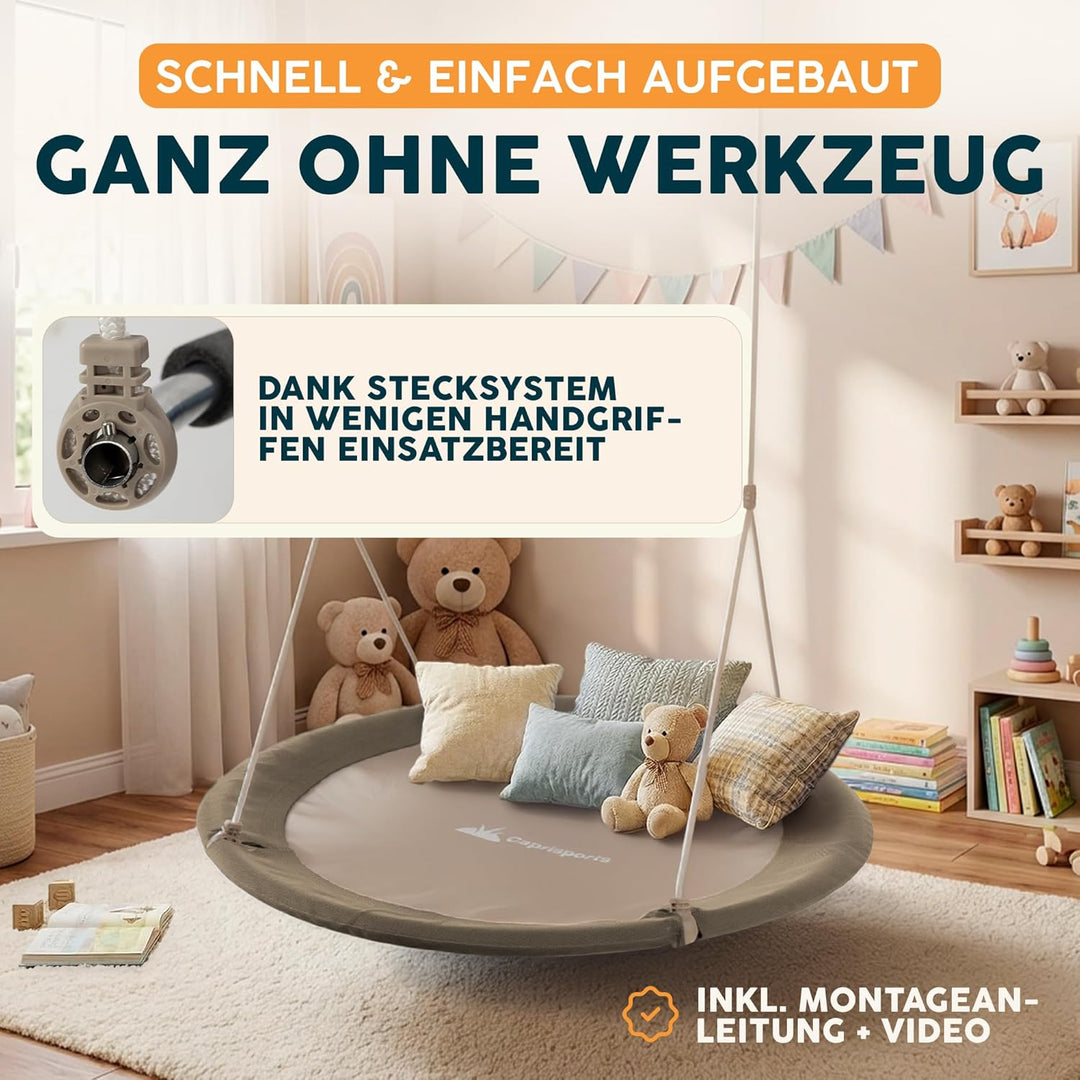 Nestschaukel Outdoor - [inkl. Abdeckhaube] - TÜV/GS geprüft - Höhenverstellbare Schaukel Outdoor und