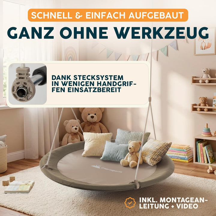 Nestschaukel Outdoor - [inkl. Abdeckhaube] - TÜV/GS geprüft - Höhenverstellbare Schaukel Outdoor und
