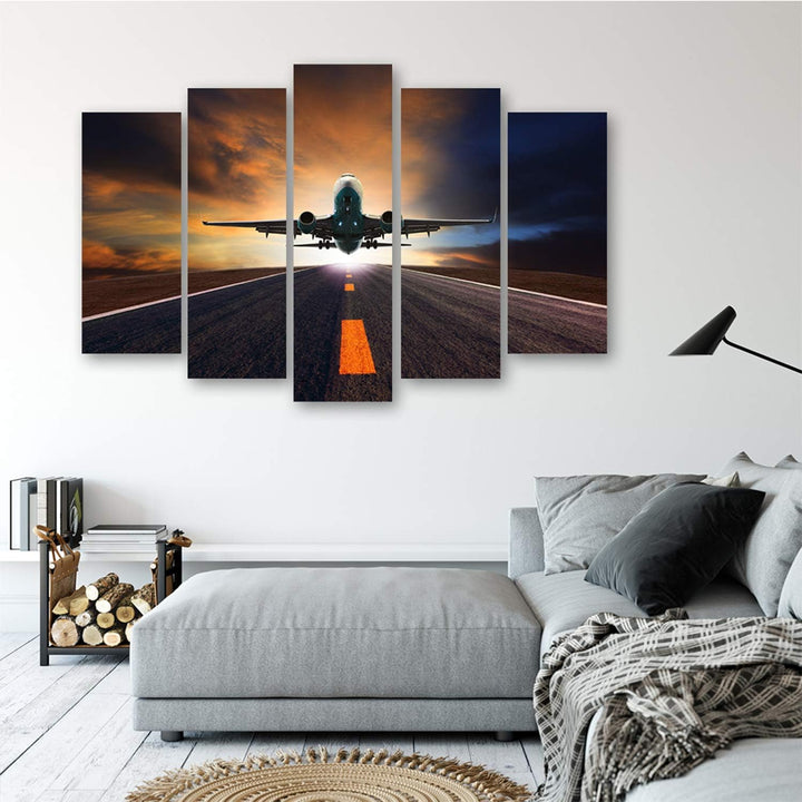 Feeby Bilder Flugzeug Transport XXL 5-Teilig Typ A 100x70 cm 1 Teilig Wohnzimmer Schlafzimmer Büro F