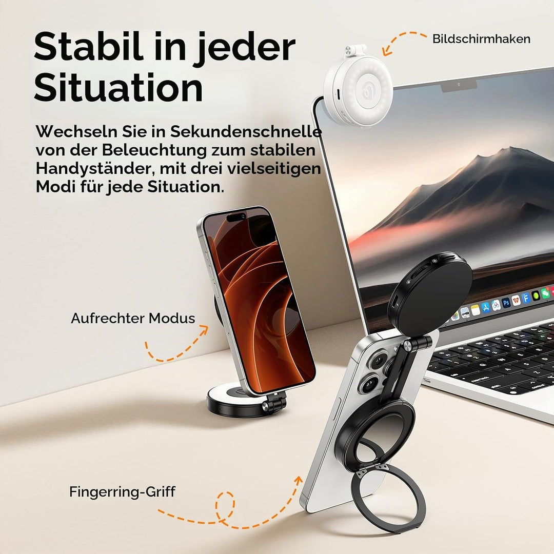 ULANZI Magnetische Selfie Licht kompatibel mit Magsafe, verbessertes 360°-Selfie Ringlicht für iPhon