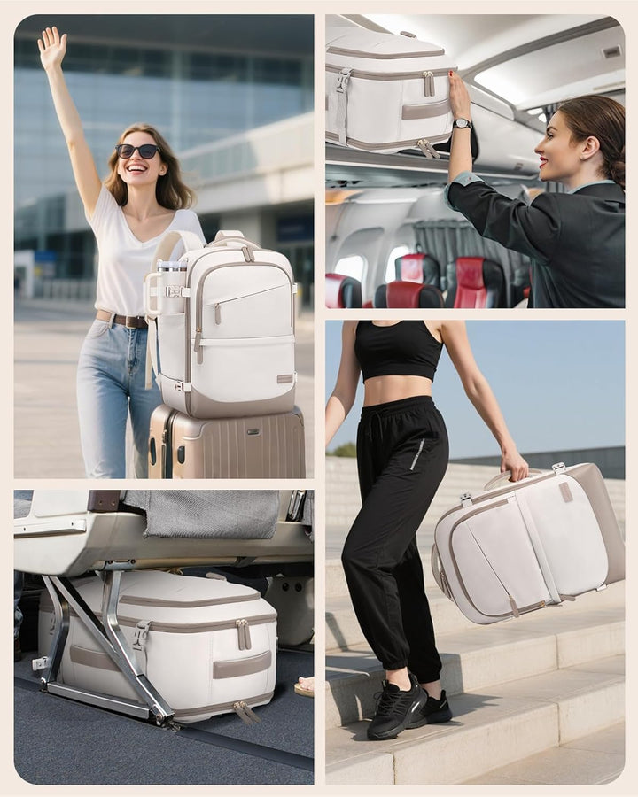 LOVEVOOK Handgepäck Reiserucksack 4 Stück, 50L Rucksack Damen Gross Flugzeug mit Nass- und Trockenfa