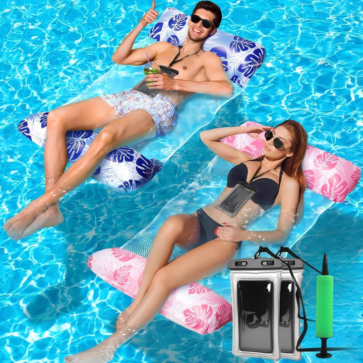 Wasserhängematte Erwachsene 2 Wasser Hängematte mit Netz 4 In 1 Luftmatratze Pool Luftmatratze Netz