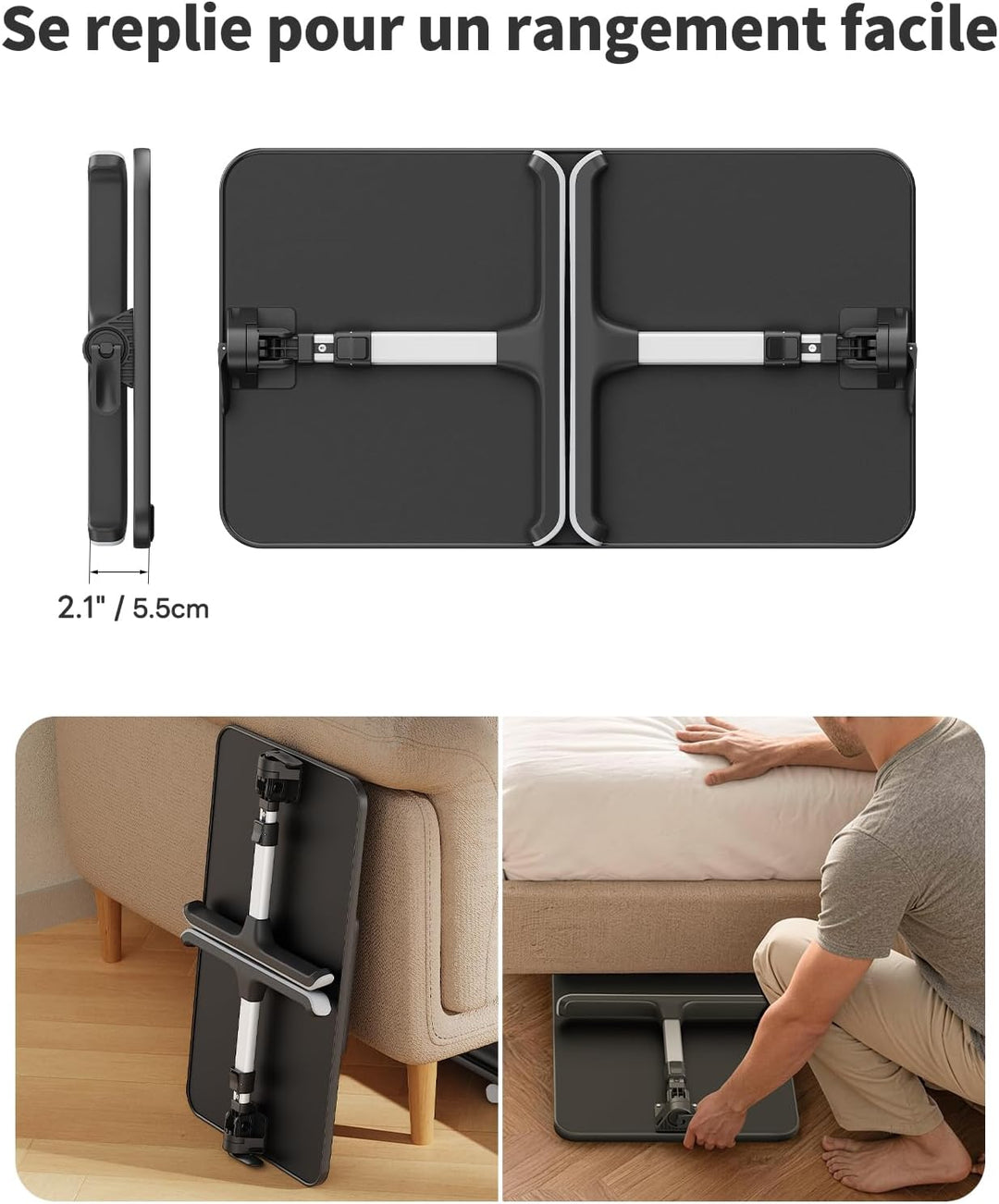 SAIJI Laptoptisch fürs Bett, einstellbare Höhe, Neigungswinkel, Laptoptisch mit klappbare Beine, Rod