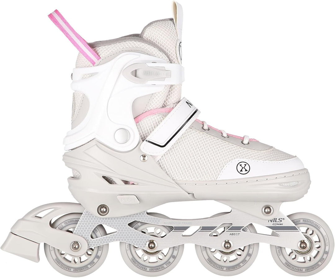 NILS EXTREME NH18188A 2-in-1 Inliner &amp; Schlittschuhe Grau-Rosa Grösse M (34–38) | Austauschbare Hock