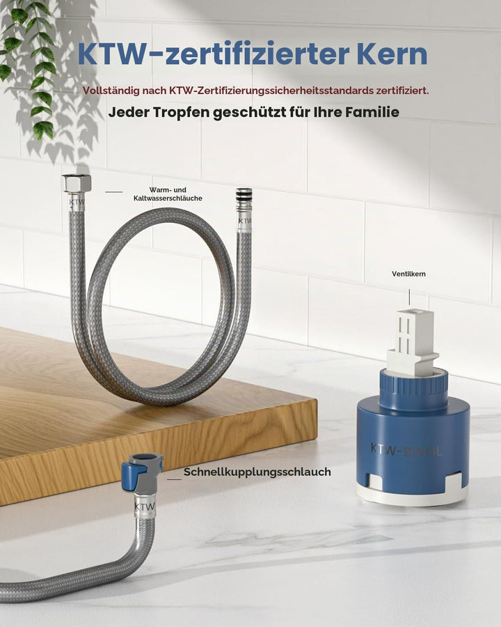 APPASO 3 Wege Wasserhahn Schwarz, Küchenarmatur 3 wege 360° Drehbar, 3 in 1 Mischbatterie Küche für