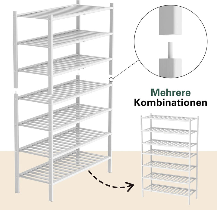 BAM BOO BOX - Schuhregal aus Bambus, Schuhablage mit 4 Ebenen, 68 x 28 x 64 cm, Erweiterbar Stapelba