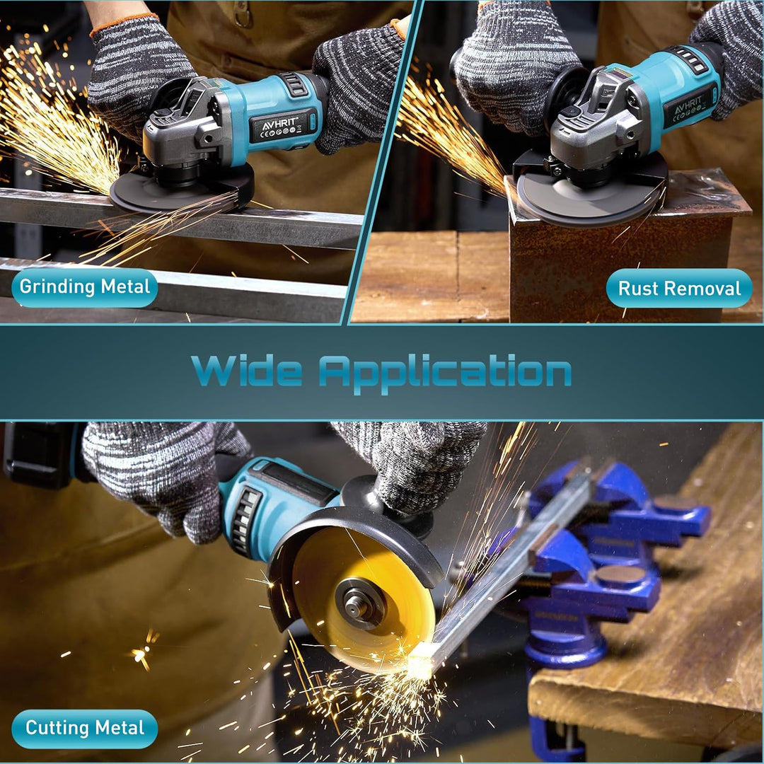 Akku Winkelschleifer, 125mm Akku Trennschleifer mit 1 Stück 4000mAH Akku, LED-Anzeige, Bürstenloser