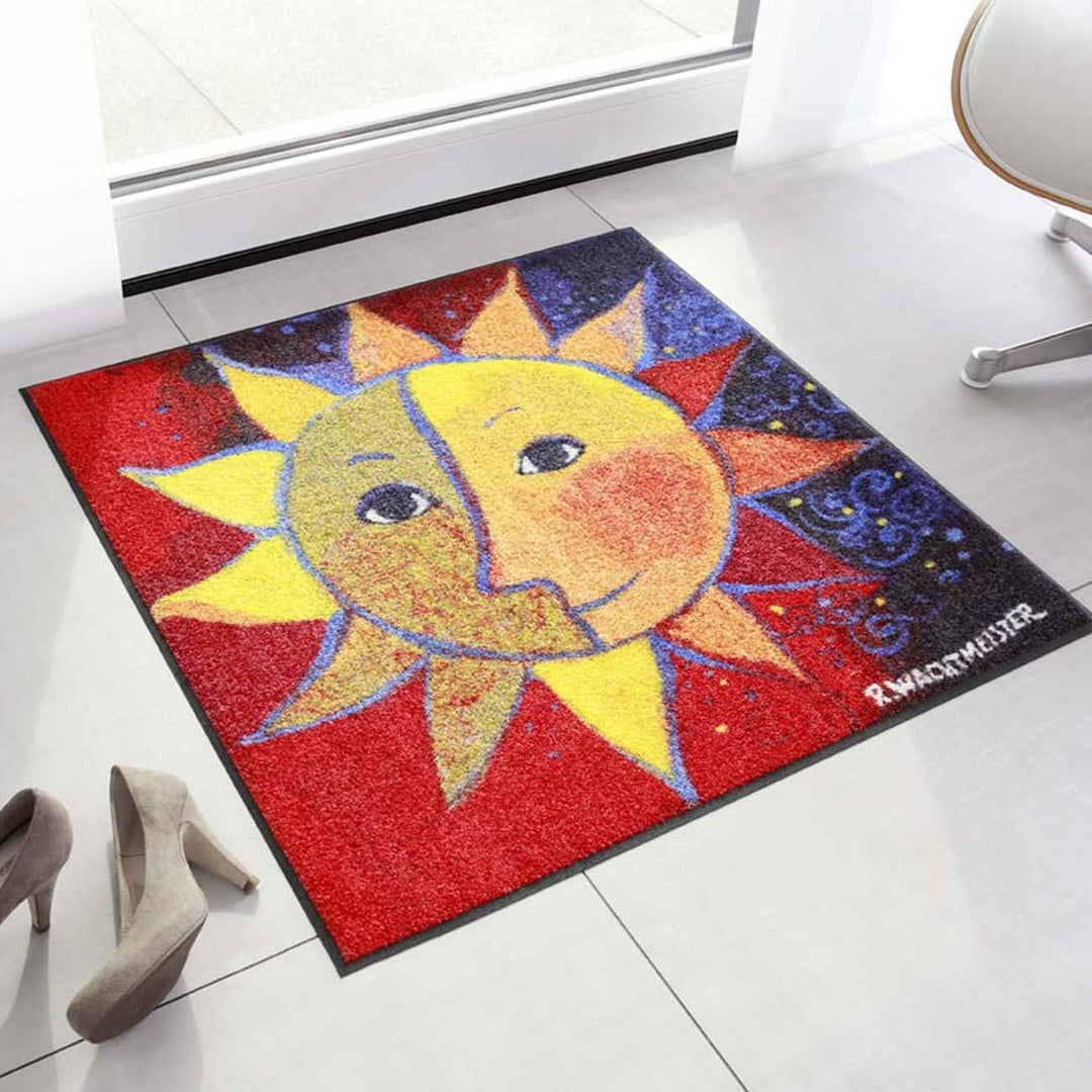 Salonloewe Rosina Wachtmeister Fussmatte Sole 85x85 cm Katzen bunt Wohn-Teppich quadratisch waschbar