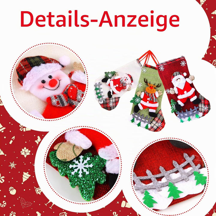 Nikolausstrumpf, 3 STK. Nikolausstiefel, Weihnachtsstrumpf Nikolausstiefel zum Befüllen, Weihnachtss