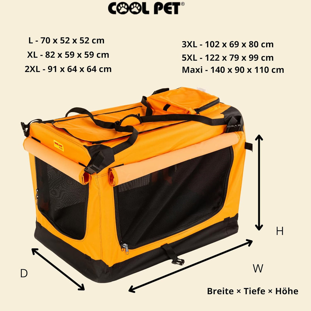 COOL PET Reisebox, Hundebox L 70 * 52 * 52cm, Box für Reise, Käfig, Zwinger (orange), orange