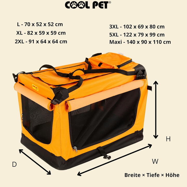 COOL PET Reisebox, Hundebox L 70 * 52 * 52cm, Box für Reise, Käfig, Zwinger (orange), orange