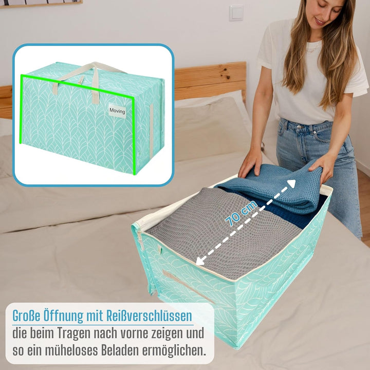 VENO 102 Liter Grosse Aufbewahrungstasche mit Deckel, Strapazierfähige Griffe und Reissverschlüssen