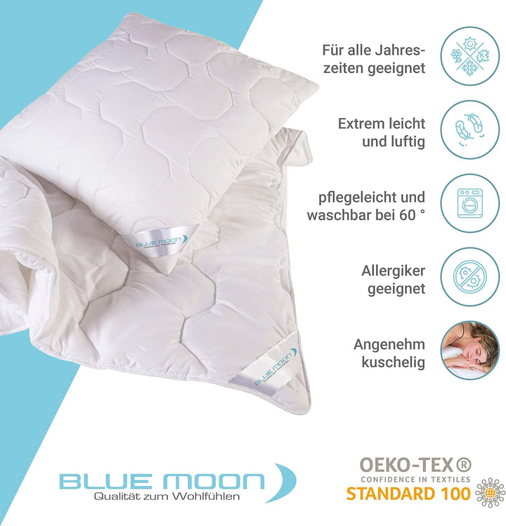 BLUE MOON Bettwaren-Set - hautfreundliches Bett-Kissen - Hochwertiges Mikrofaser Bettdeckenset - all