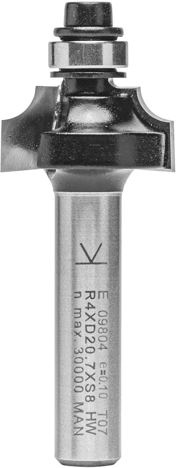 ENT 09804 Viertelstabfräser HW, Schaft (S) 8 mm, Durchmesser (D) 20,7 mm, NL 9,5 mm, R 4 mm, SL 32 m