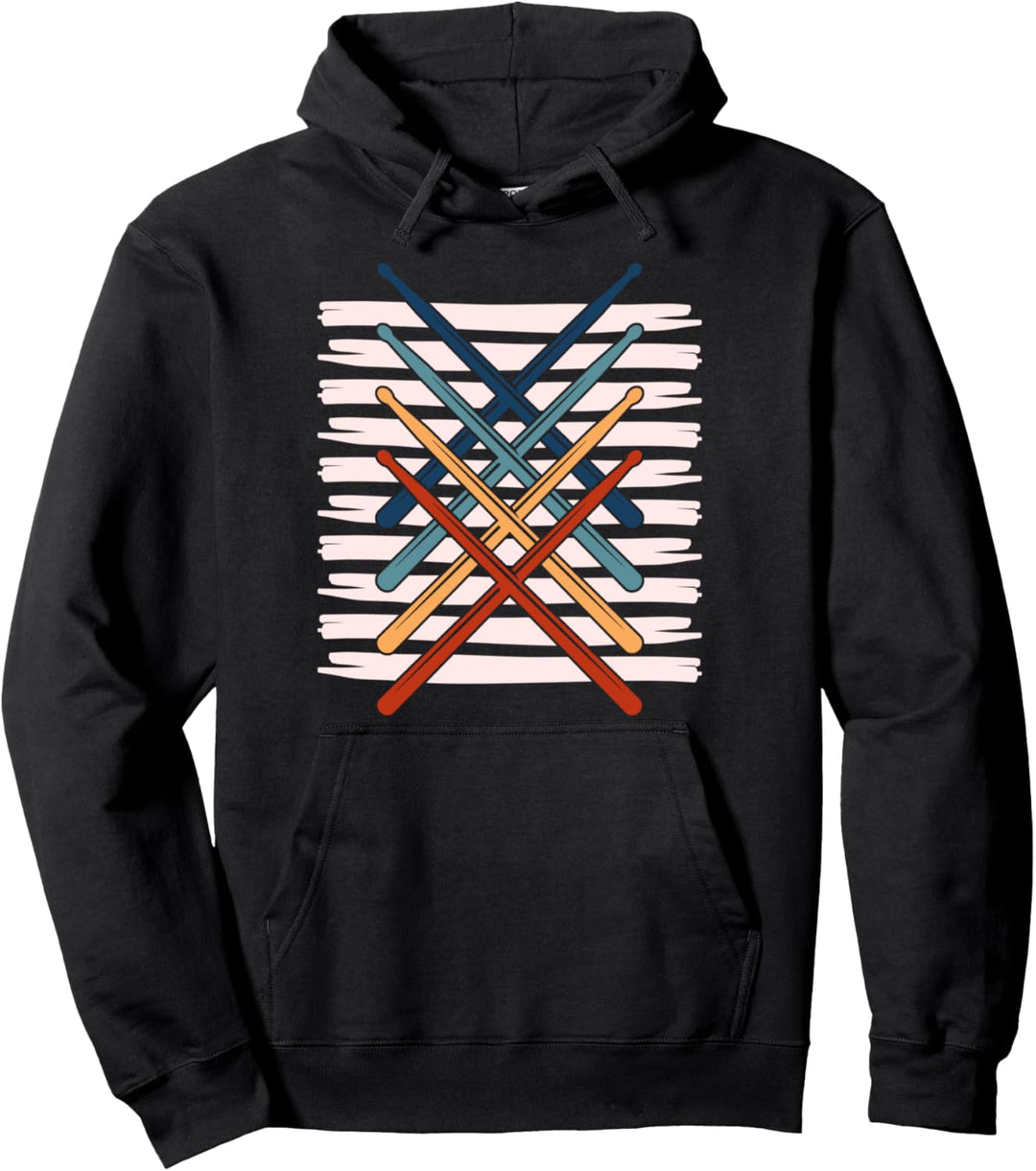 Musik Drummer Drumsticks Musiker Retro Schlagzeug Pullover Hoodie