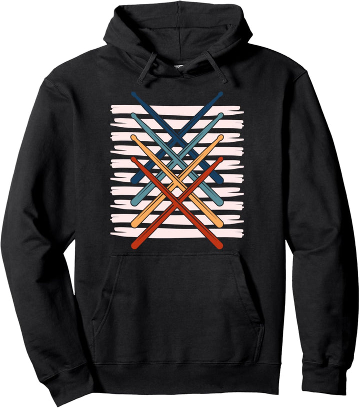Musik Drummer Drumsticks Musiker Retro Schlagzeug Pullover Hoodie
