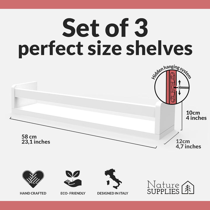 NATURE SUPPLIES Kinderzimmerregale, 58,7 cm, Massivholz, für Bücher, Spielzeug, Dekoration, Wand-Büc