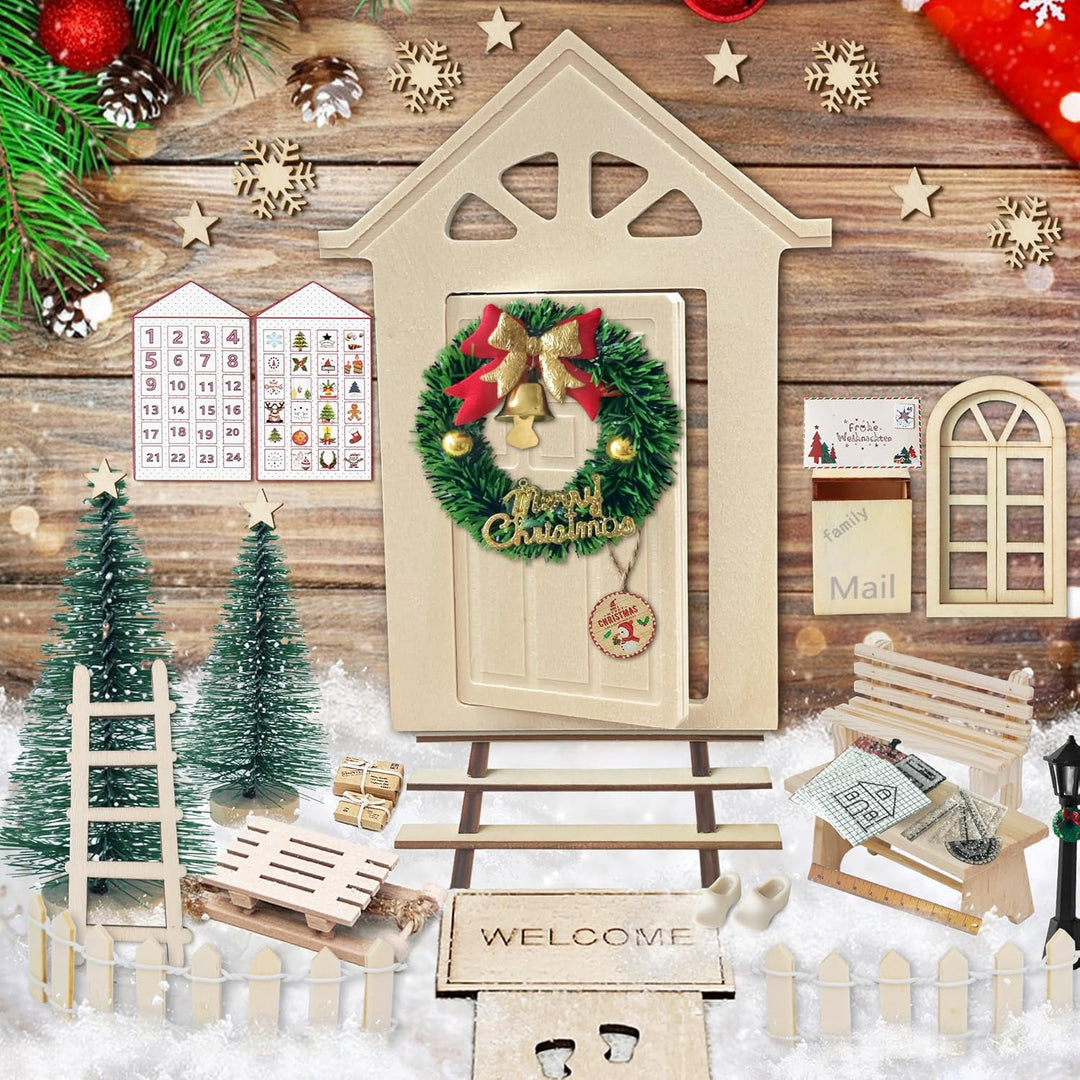 ROLLWAY 90 Stück Miniatur Wichtel Zubehör Baustelle Set, Weihnachten Wichteltür Zubehör Komplettset