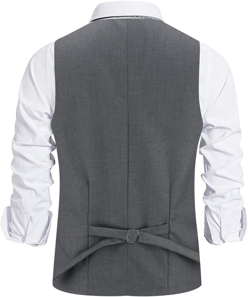 Allthemen Herren Weste Slim fit V Ausschnitt Anzugweste Ärmellose Westen für Business Hochzeit XS #6