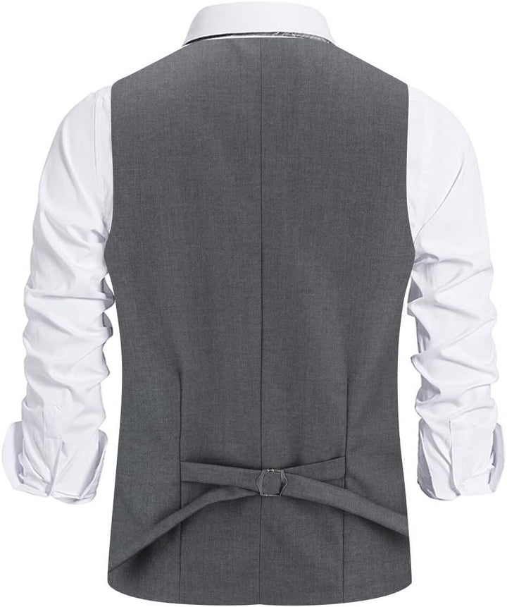 Allthemen Herren Weste Slim fit V Ausschnitt Anzugweste Ärmellose Westen für Business Hochzeit S #60