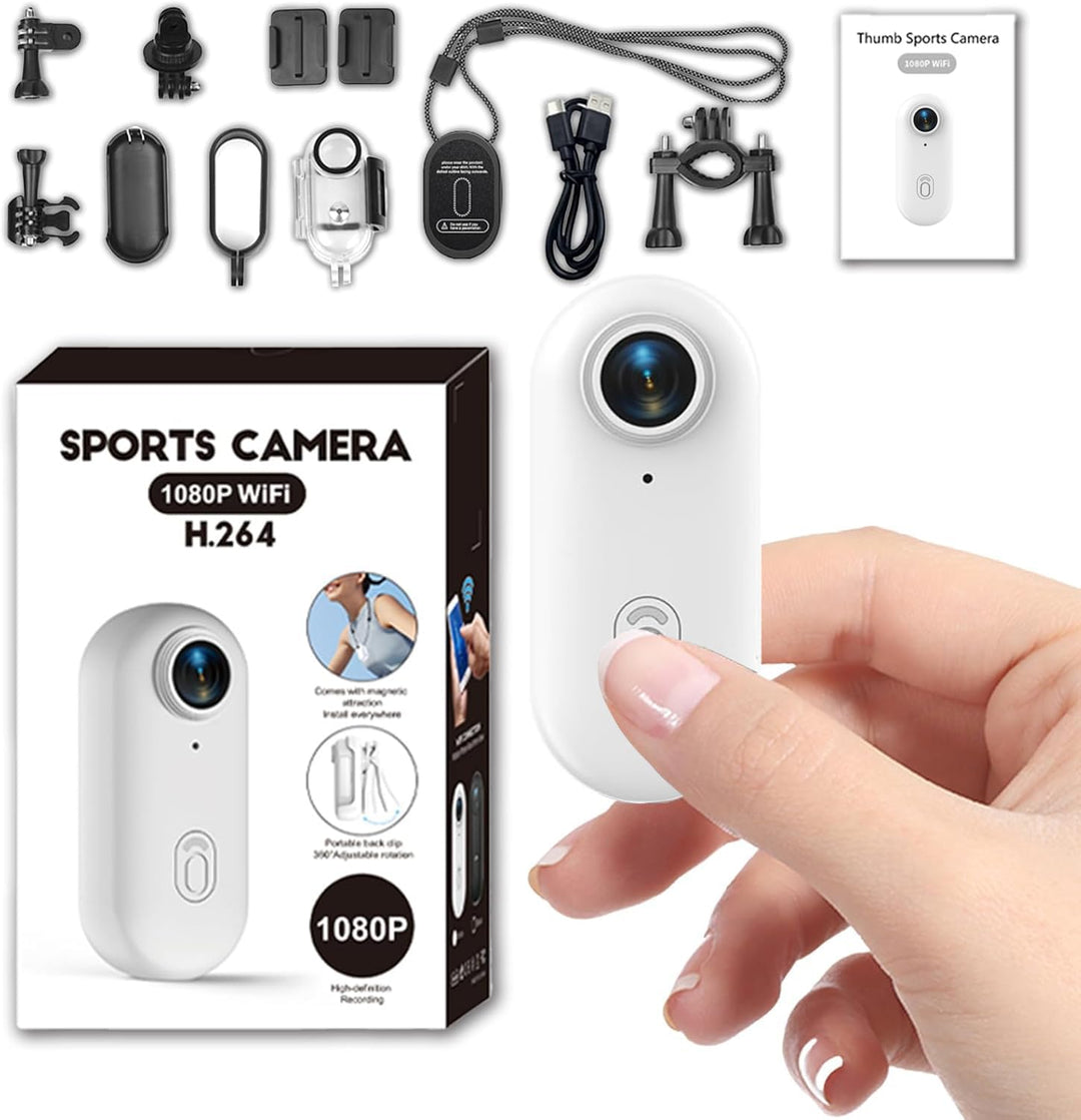 Zeerkeer Mini Action Cam 1080P Full HD WiFi Vlog Kamera 120° Weitwinkel Wasserdicht 30m, Kleine Body