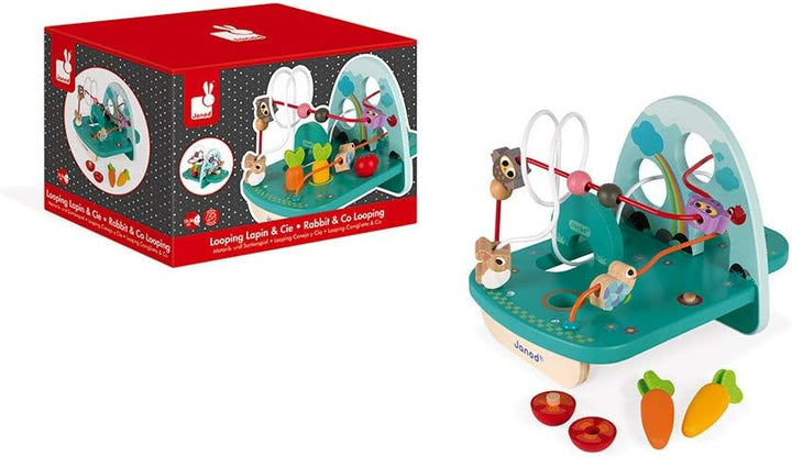 Janod - Wooden Looping Rabbit & Co - Toddler Manipulation and Motor Skills Toy - For children from t