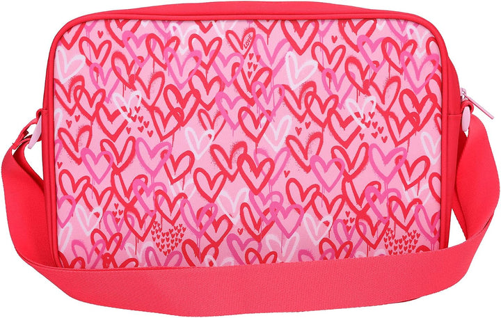 Depesche 12235 TOPModel One Love-Umhängetasche in Rosa und Rot mit Herzen, Tasche mit Reissverschlus