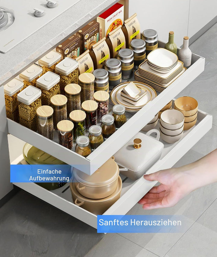 2 Ausziehbarer Schrank Organizer, Teleskopschublade Zum NachrüSten Kein Bohren Und Nageln Erforderli