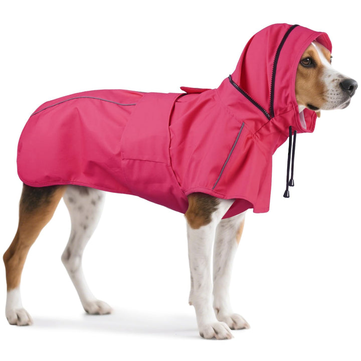 Hunde-Regenmantel – wasserdicht und reflektierend, verstellbare Passform mit Loch für die Leine und