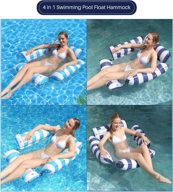 Pool Hängematte, 2 Stück Luftmatratze, Pool Spielzeug 4-in-1Aufblasbare Wasserspielzeug Pool Zubehör