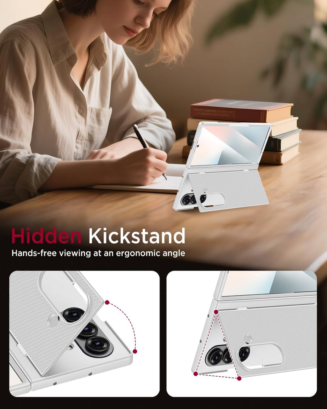 Miimall Handyhülle Kompatibel mit Samsung Galaxy Z Fold 7 Hülle mit Ständer, [HD Displayschutz] Ultr