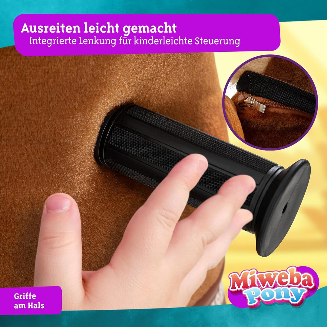 Miweba Pony Amadeus | Reitpferd auf Rollen - Pferd für Kinder - Schaukelpferd - Schaukeltier - Kusch