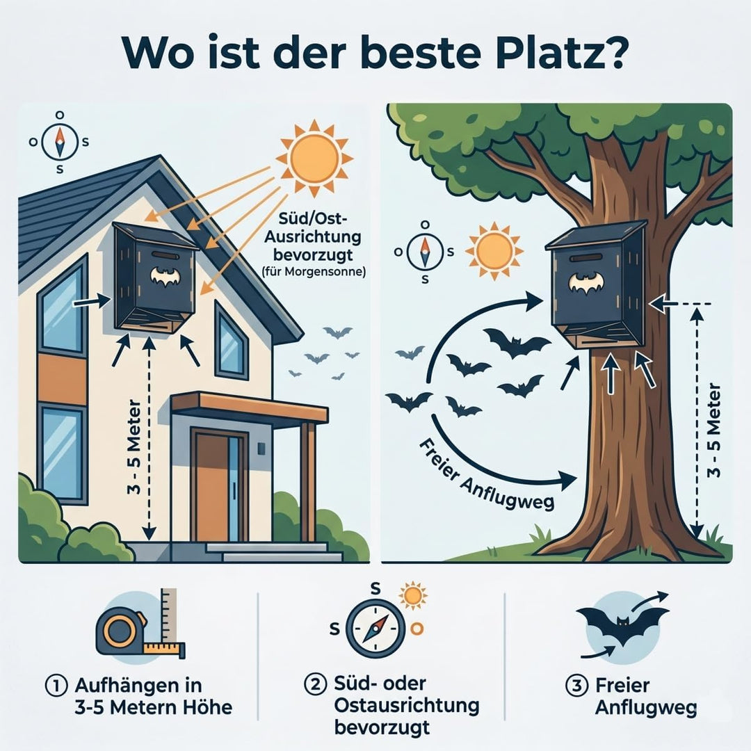 Fledermauskasten aus Holz mit 3-Kammer-System für bessere Ansiedlung, DIY-Bausatz, einfach zu montie