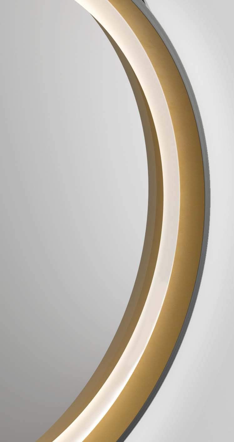 Talos Golden Summer runder Spiegel Ø 55 cm - Wandspiegel mit Aufhängeband in Lederoptik - Rundspiege