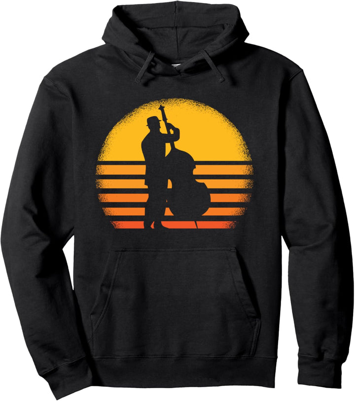 Kontrabass Spieler Bassist Retro Pullover Hoodie